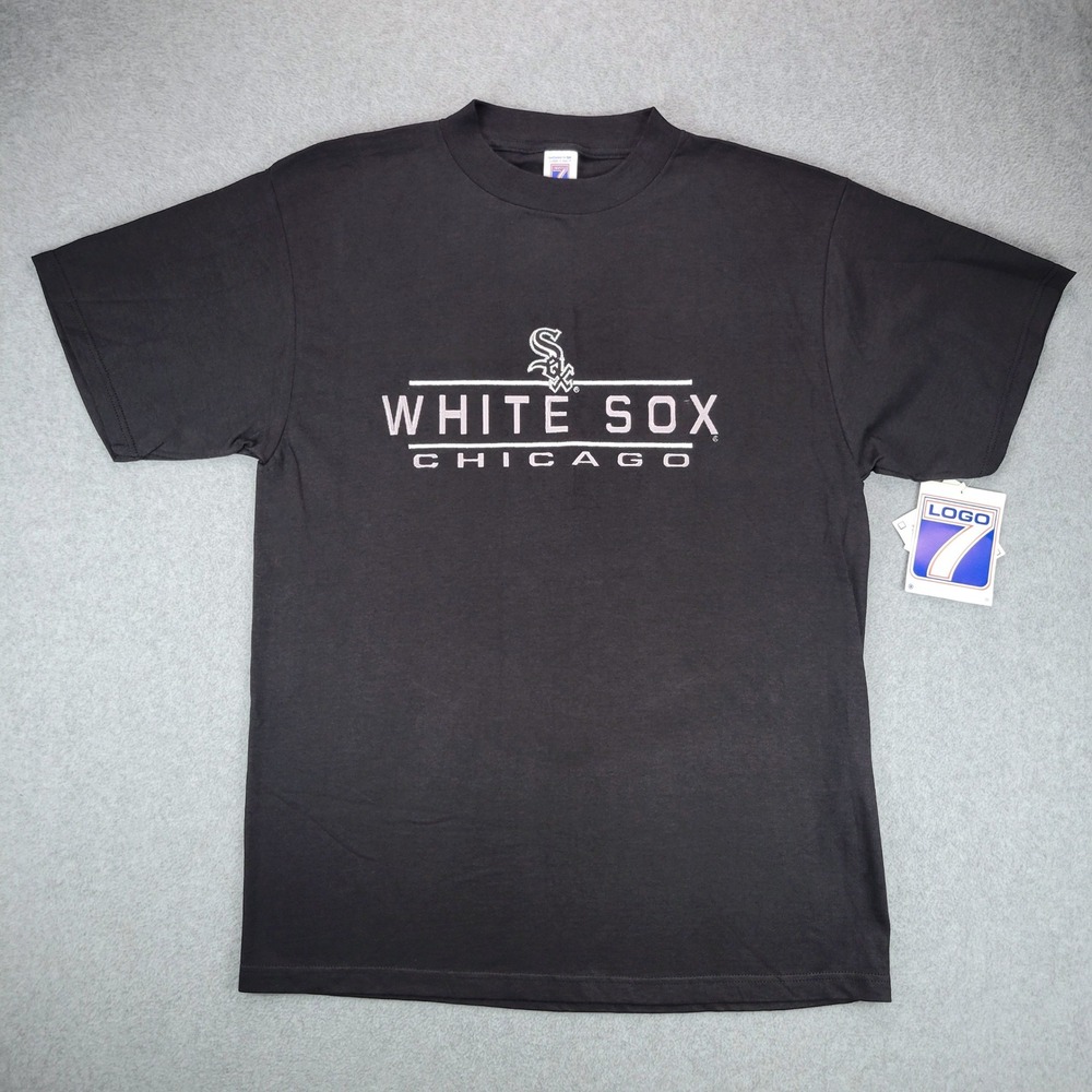 Logo 7 Chicago White Sox T-Shirt Mens Large Black Vintage 90s MLB Embroidered